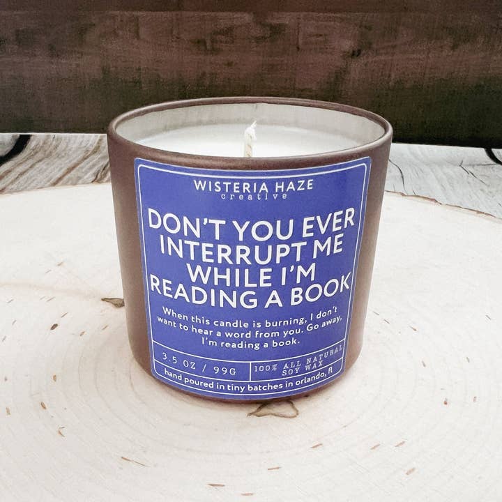 Wisteria Haze Creative - Wholesale Jar/Filled Candle - Don't You Ever Interrupt Me While I'm Reading a Book Candle4