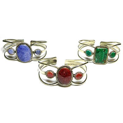 Large Stone Wide Metal Cuff Bracelet for wholesale by Pichincha