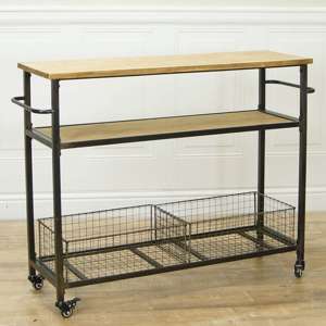 Metal and Wood Serving Cart with Shelves and Wire Baskets for wholesale by VIP Home & Garden