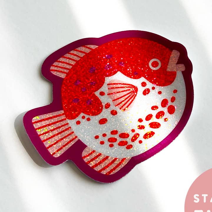 Fugu Fish Stardust Vinyl Sticker for wholesale by Paper Parasol Press
