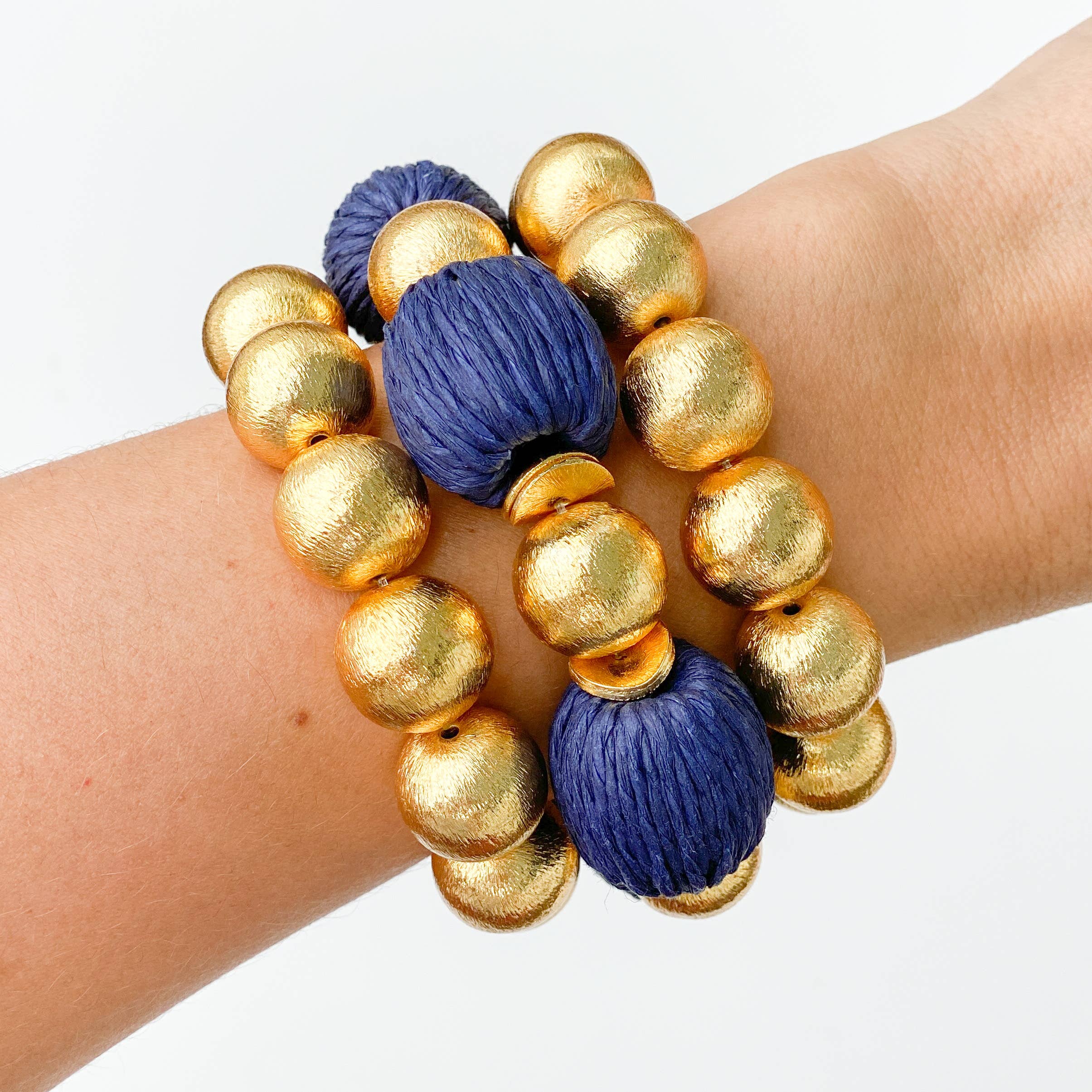 Gaby & Grace - Wholesale Beaded Bracelet - Candace Bracelet  Denim Raffia | 14mm1