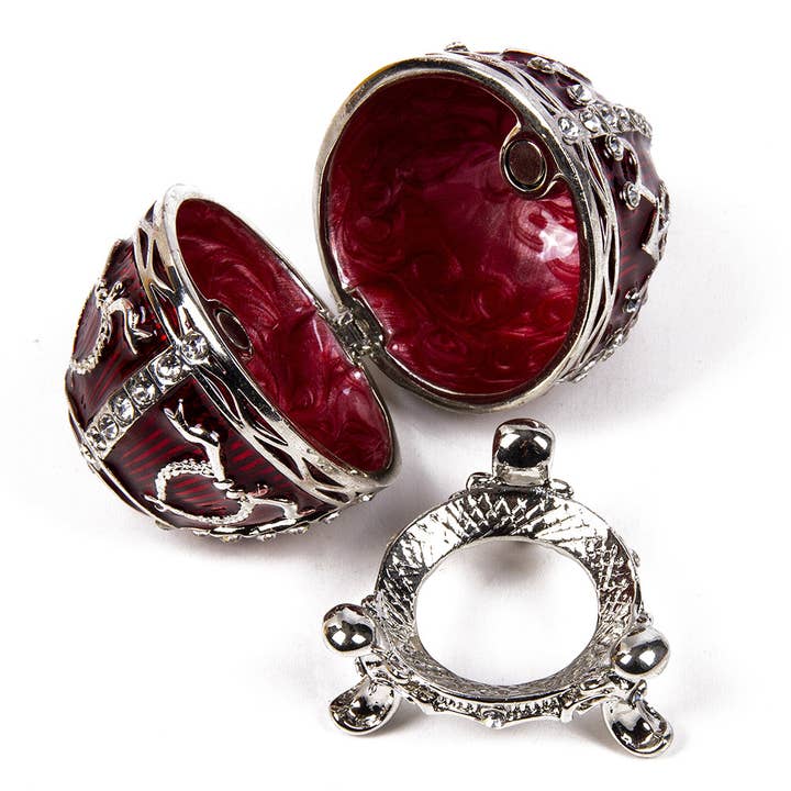 STP - Wholesale Jewelry Box/Organizer - Arrow Faberge Egg Jewelry Trinket Box in Bordeaux
