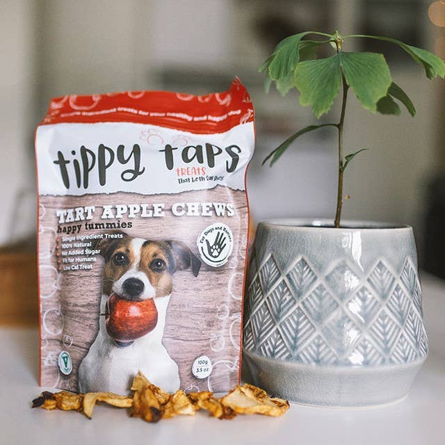 Tippy Taps Treats - Wholesale Pet Treats - Dog - Natural Dog Treats, Sweet Apple Chews 100gr, Vegan Gluten Fr3