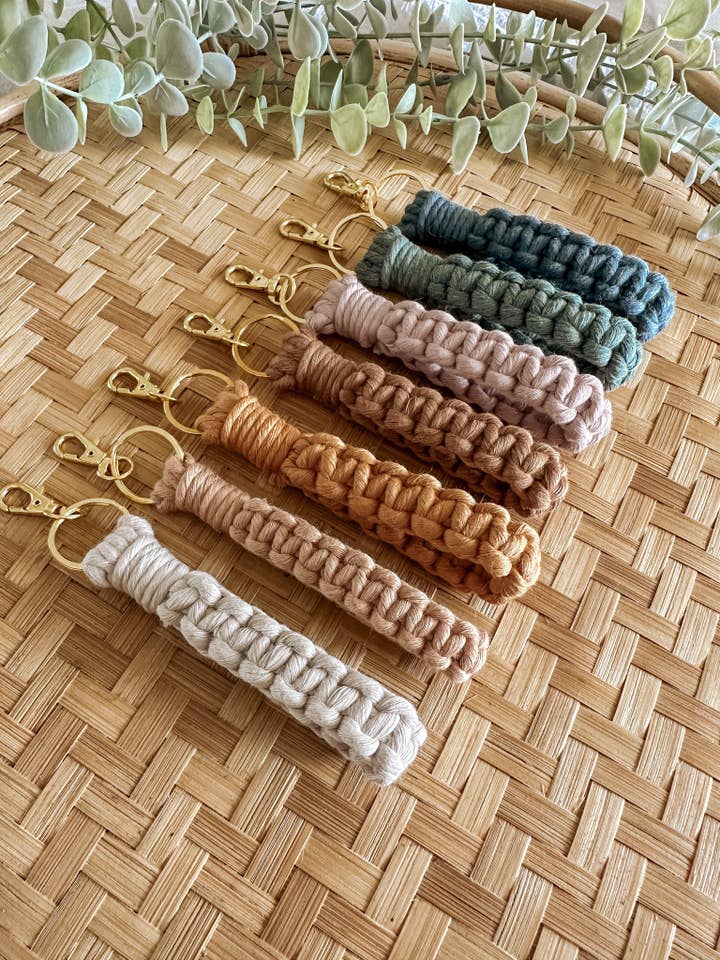 Handmade Macrame Loop Keyring | Boho Keychain for wholesale by Hawkesbury Handmade
