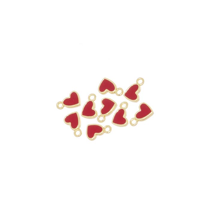 10pcs Or 20pcs Gold Red Enamel Heart Charm CPG486 for wholesale by Jewel Pledge