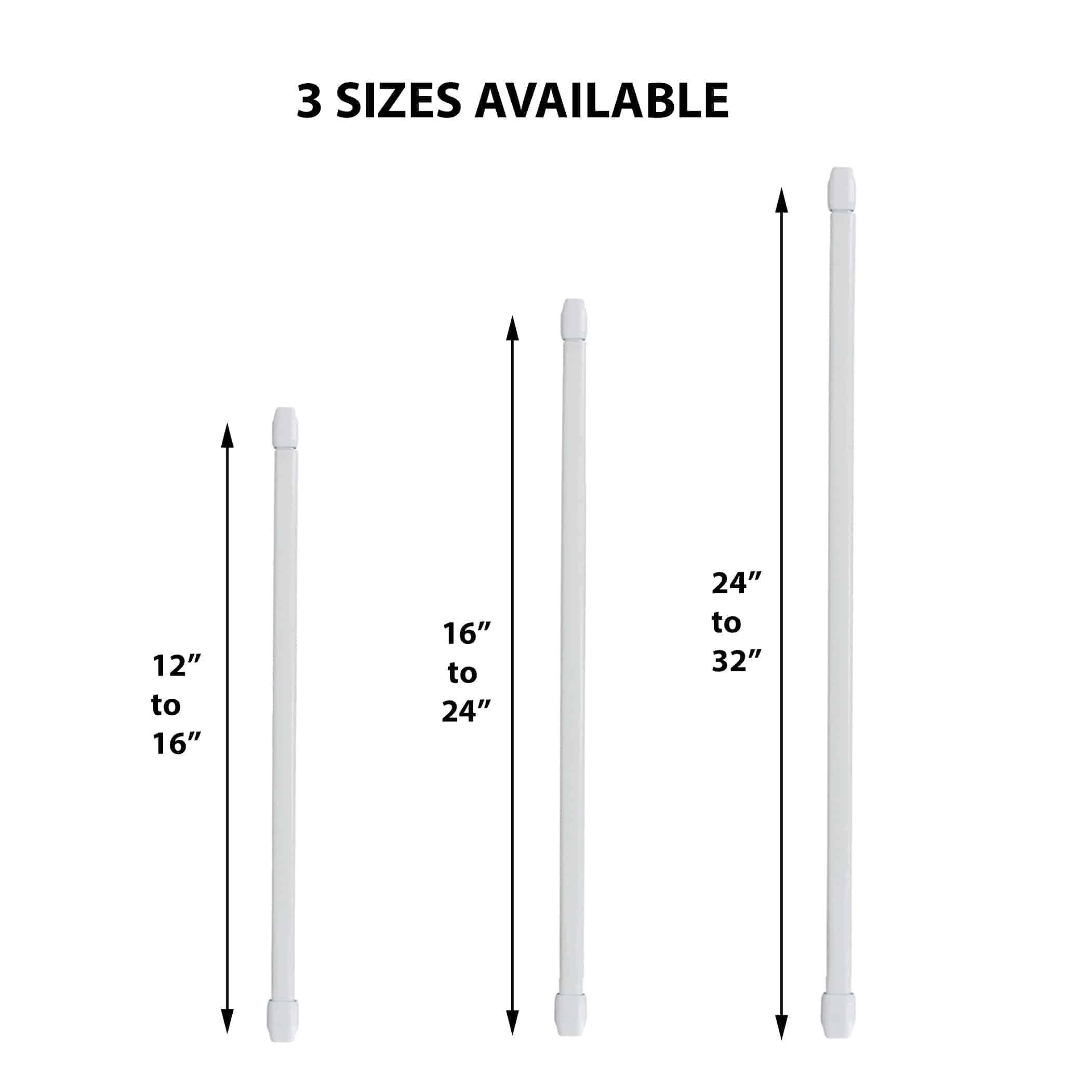 Evideco French Home Goods - Wholesale Curtain Rod - Adjustable Cafe Rods - Lightweight Voile 3 Sizes3