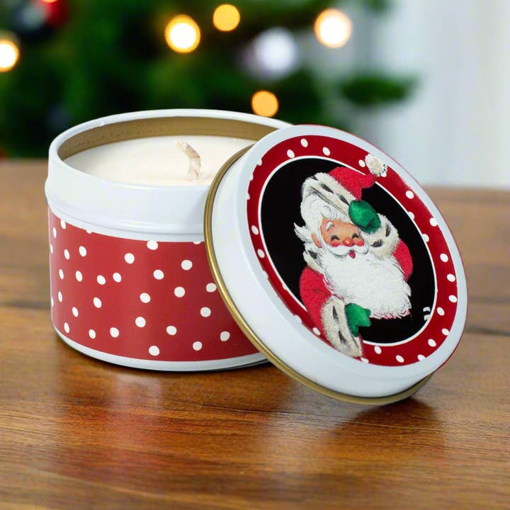 Jolly Santa Holiday Boozy Christmas Travel Candle for wholesale by Mod Lounge Paper Company