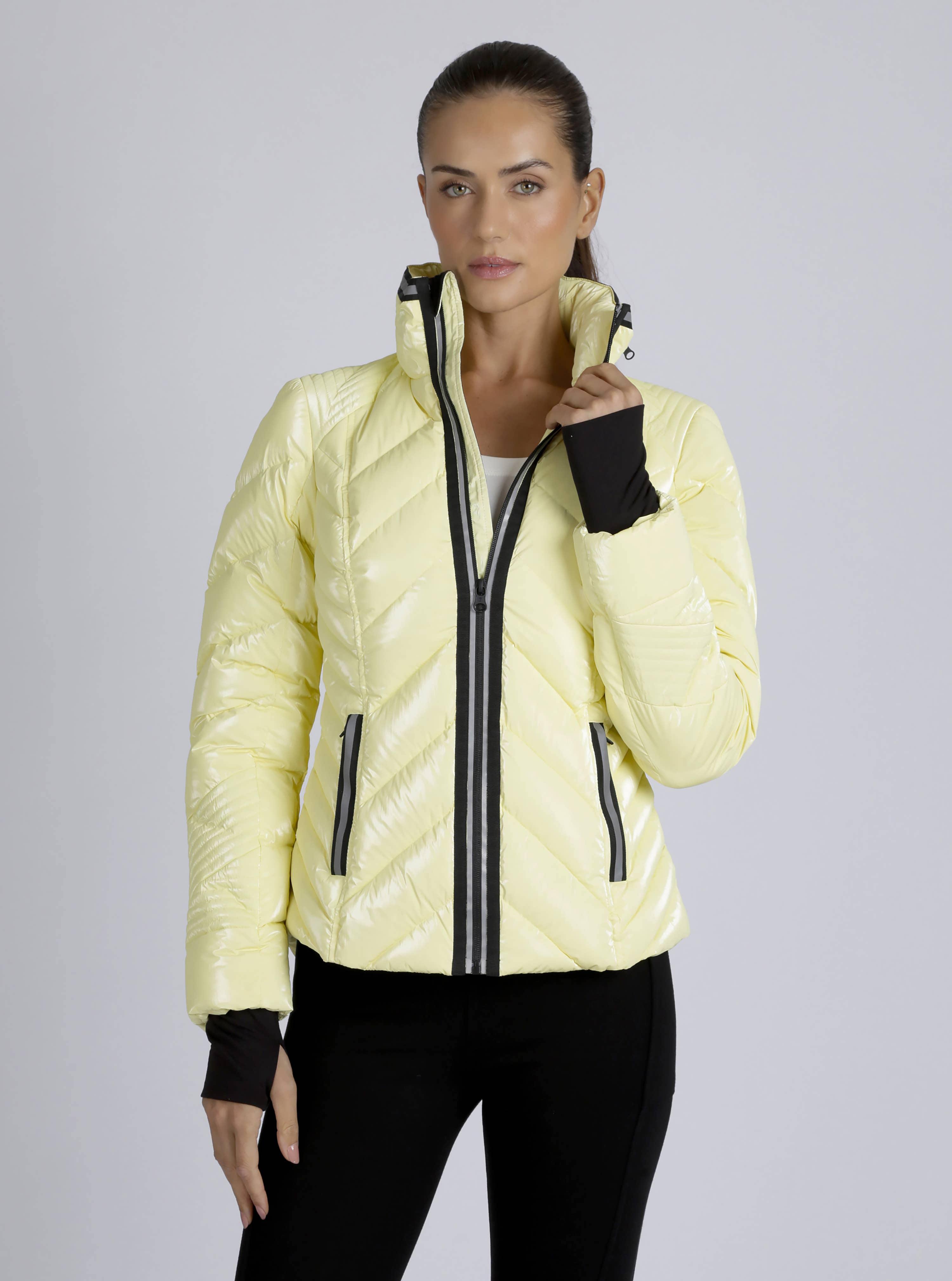 Blanc Noir - Vente Doudoune – femme - Doudoune Super Hero avec bordure réfléchissante - LL6