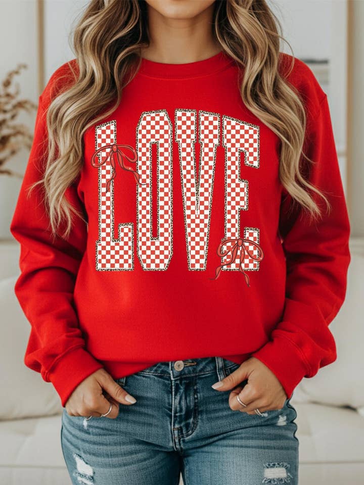 Checkered LOVE Valentines Shirt for wholesale by SAMS Farm Charm