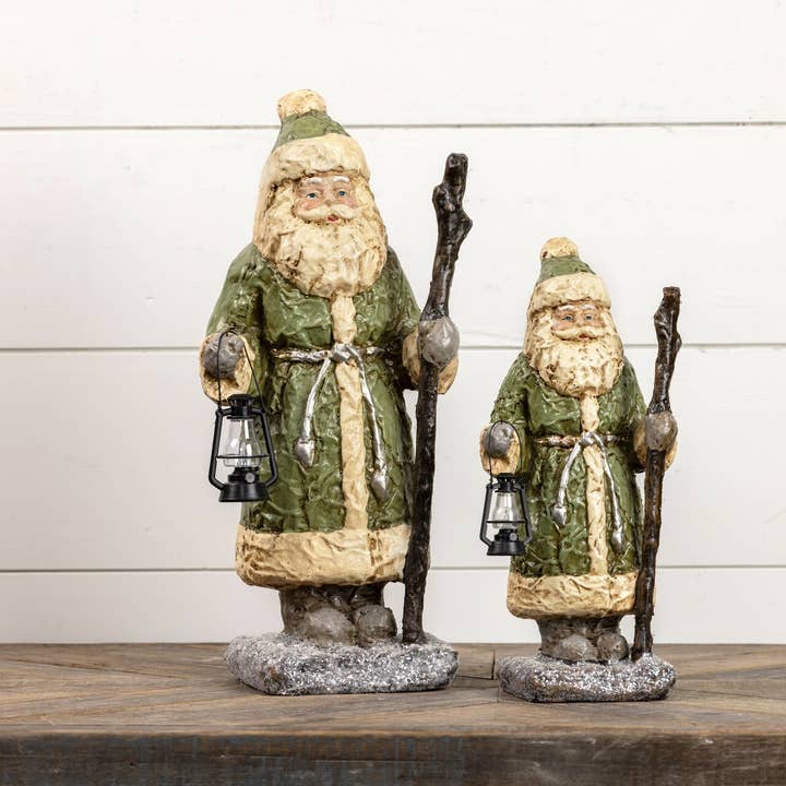 Ragon House – wholesale Dekorativ statyett – 12" GRÖN TOMTE MED LYKTA