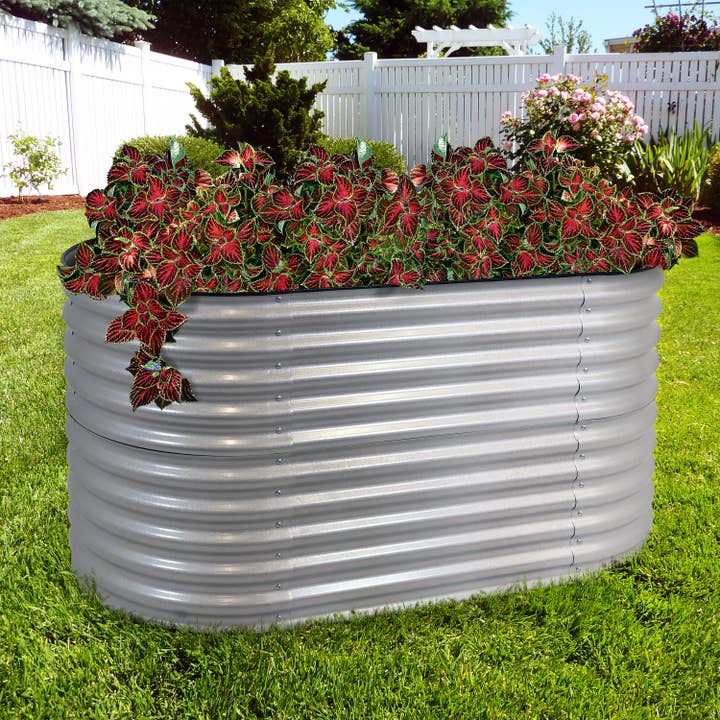 Steel Rectangle Raised Bed - Silver - 62.5 in x 32 in for wholesale by Sunnydaze Decor