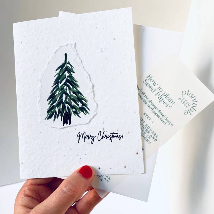 Atelier By Cat - Wholesale Christmas Card - Hand Painted Holiday Card with Seed Paper, Plantable Cards2