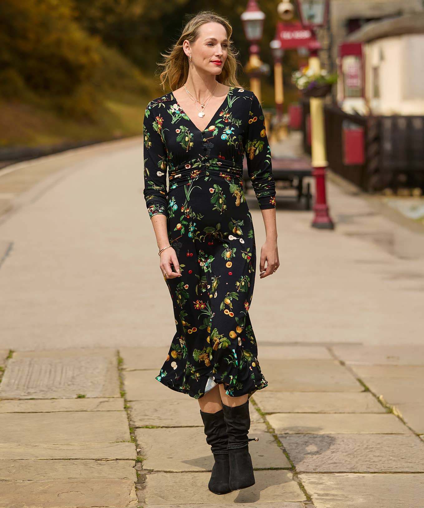 Schwarz Orla Bedrucktes Jerseykleid für den Großhandel auf Faire6