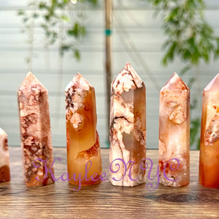 KayleeNYC - Venta al por mayor Piedras/cristales espirituales - Obelisco con forma de flor de cornalina natural, ágata, punta de torre, de 1 libra