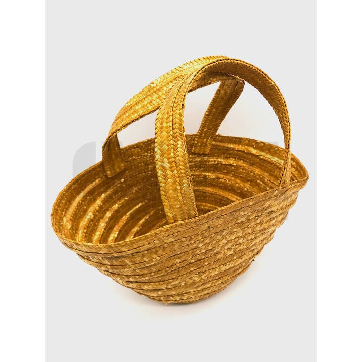 Gifa Accessori - Wholesale Beach Bag - Small wave straw bag with Gold Yellow G/04 handles1