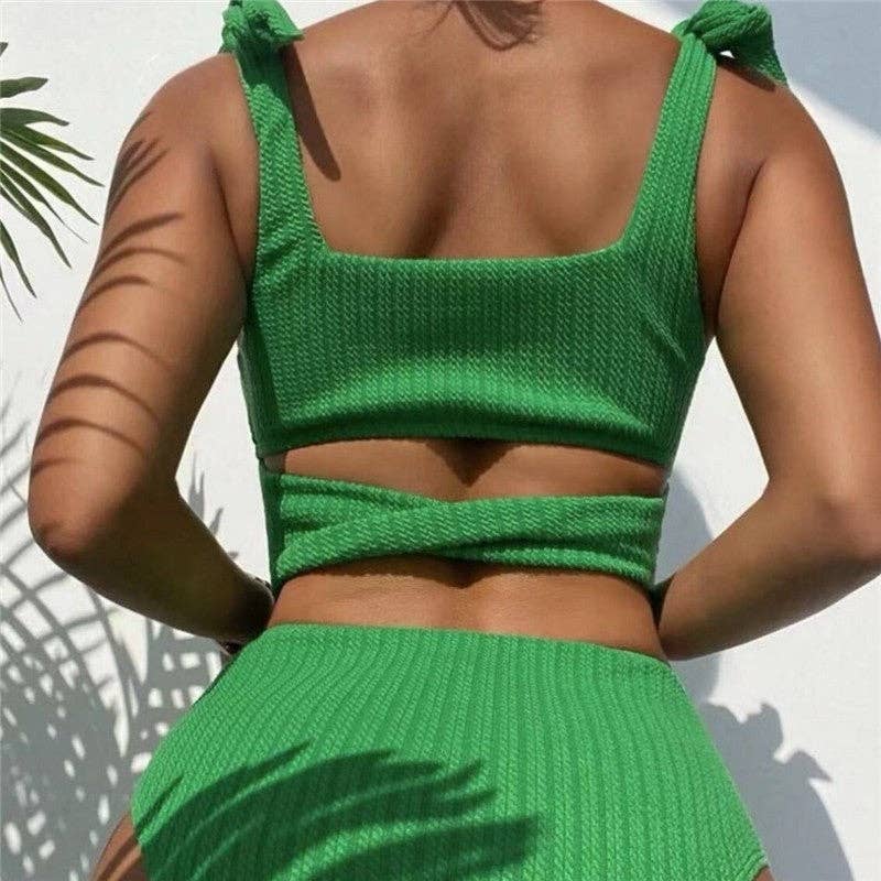 ShieldChic - Wholesale Two Piece Swimsuit - Women's - Two Piece High Waist Conservative Solid Color Swimsuit3