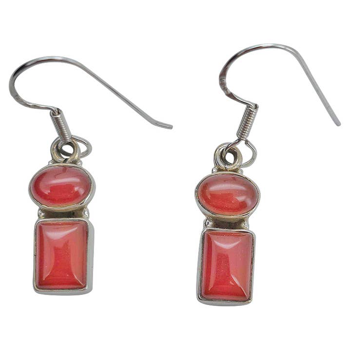 Boucles d'oreilles pendantes en onyx rouge pour la vente par Amberman