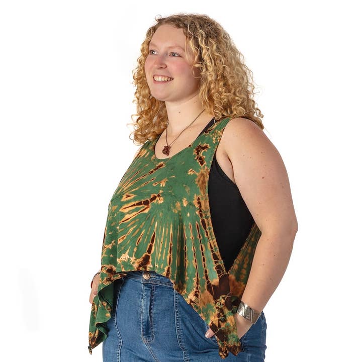 Débardeur court tie-dye Angel pour la vente par Unique Batik Fair Trade