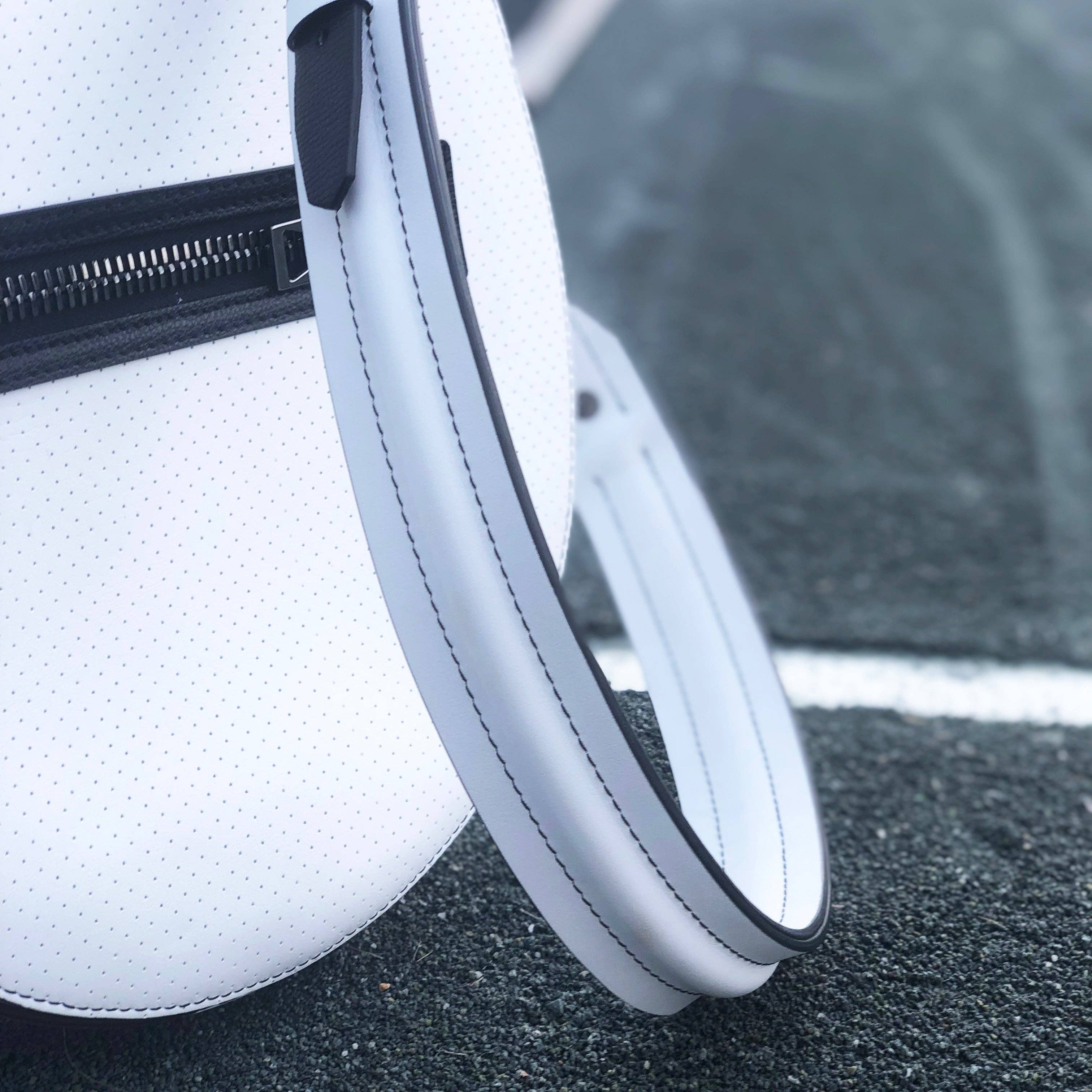 Billie Bag Leather Tennis Racket Bag (White/Black/Gunmetal) for wholesale on Faire3