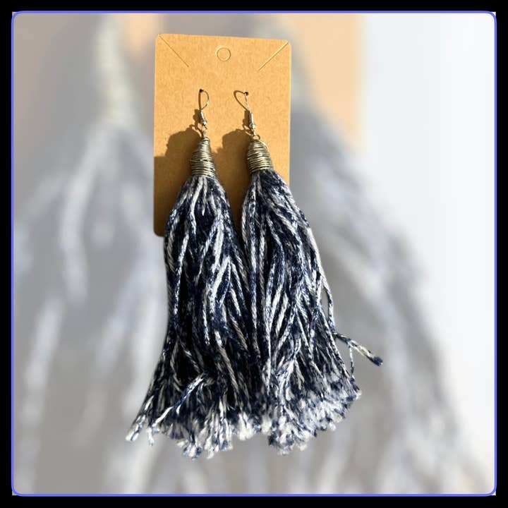 Denim garen franjes oorbellen voor wholesale door Rasbeauty_Collection