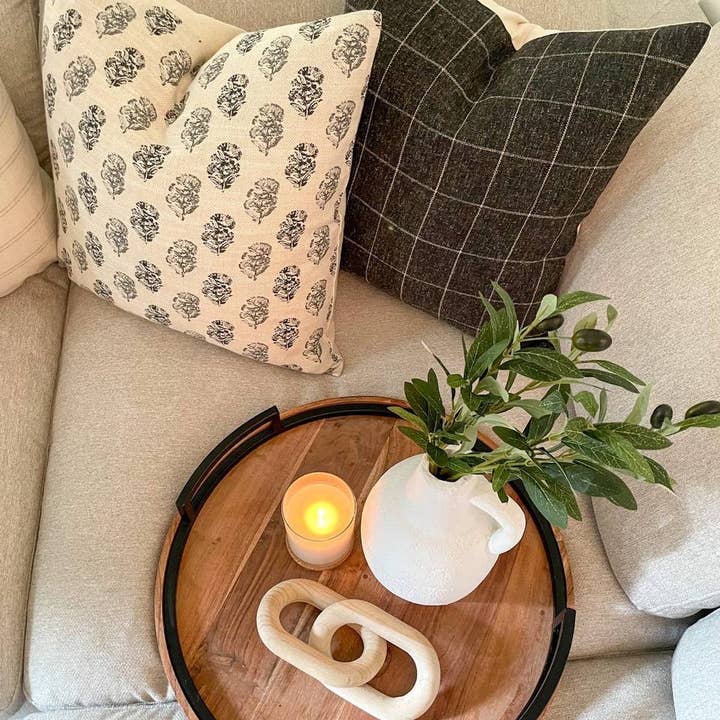 Textileish - Wholesale Throw Pillow Cover - Cream Floral Pillow Cover, Charcoal Floral Pillow | Chara1