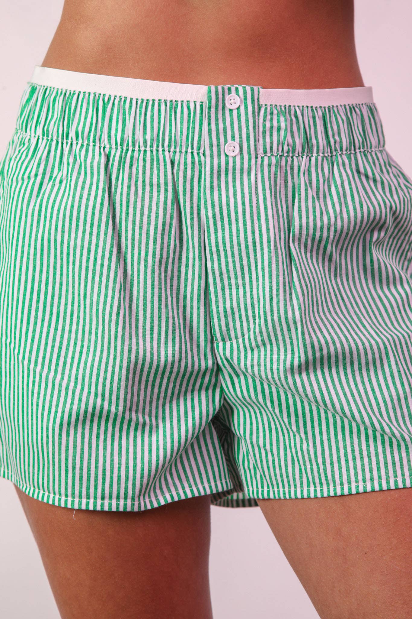 VERY J - Wholesale Lounge Set - Women's - NT12020SET-Striped Oversized Comfy Shirt Top & Shorts Set12