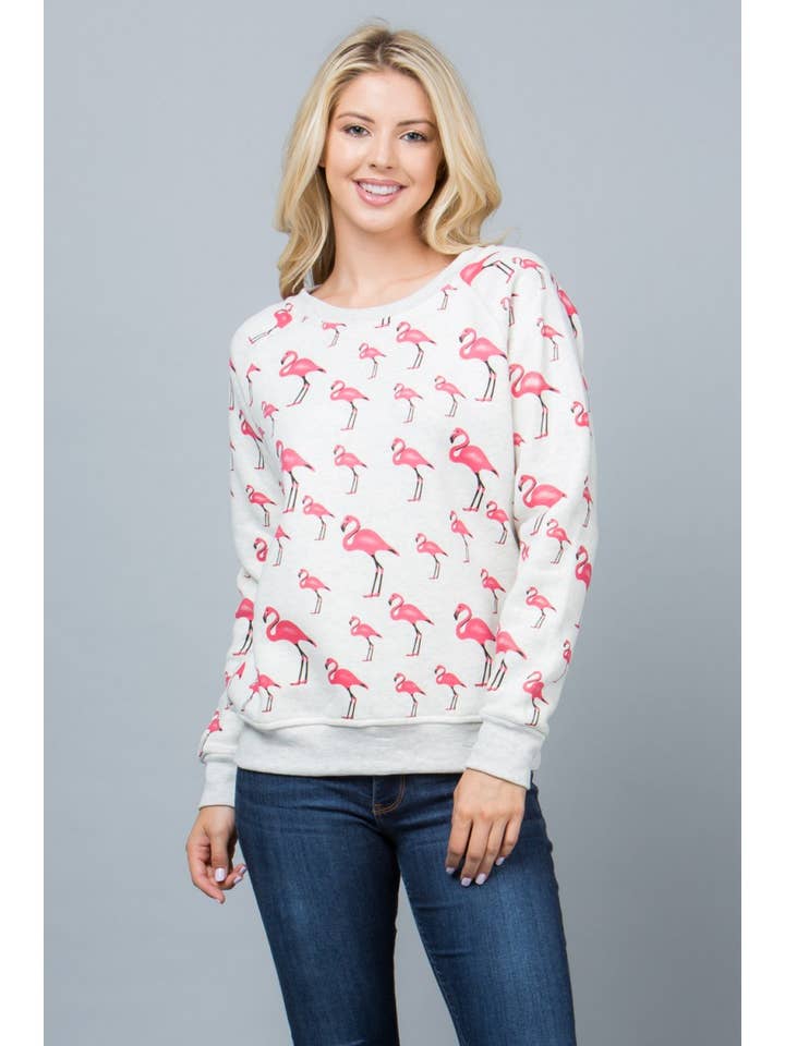 Flamingo Print Sweatshirt for wholesale by LA Soul