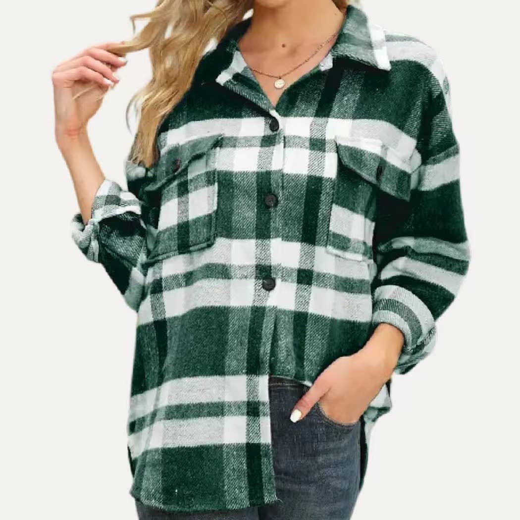 The Moment Collection - Wholesale Shirt Jacket/Shacket - Women's - Prime Time Classic Multi Plaid Collared Button Down Shacket5