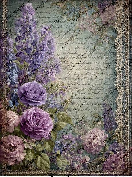 DRP350 - Floral Journal Page - Rice Paper A4 for wholesale by Decoricepaper
