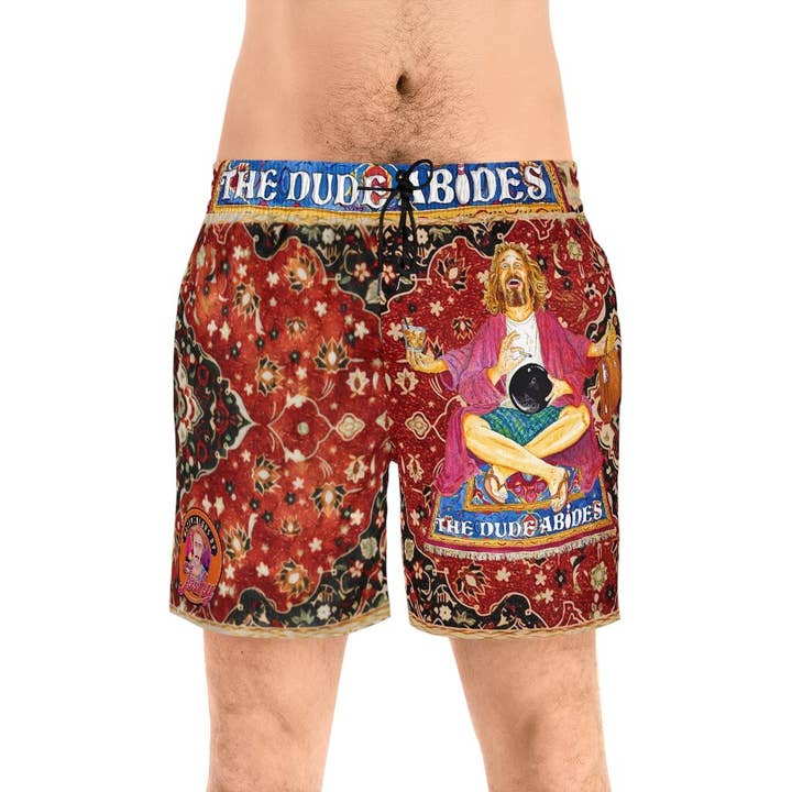 Watercolors by Joshy - Wholesale Swim Shorts - Men's - The Dude Abides Wearable WaterColor Artisan Swim Trunks - The Big Lebowski "Zen Dude" Special Edition