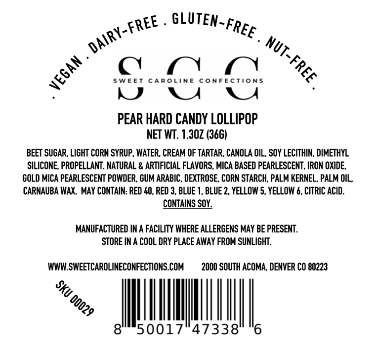 Sweet Caroline Confections – wholesale Lollipop – Sea Foam Green & Pink Lollipops, Pear, 10/Case -VEGAN3
