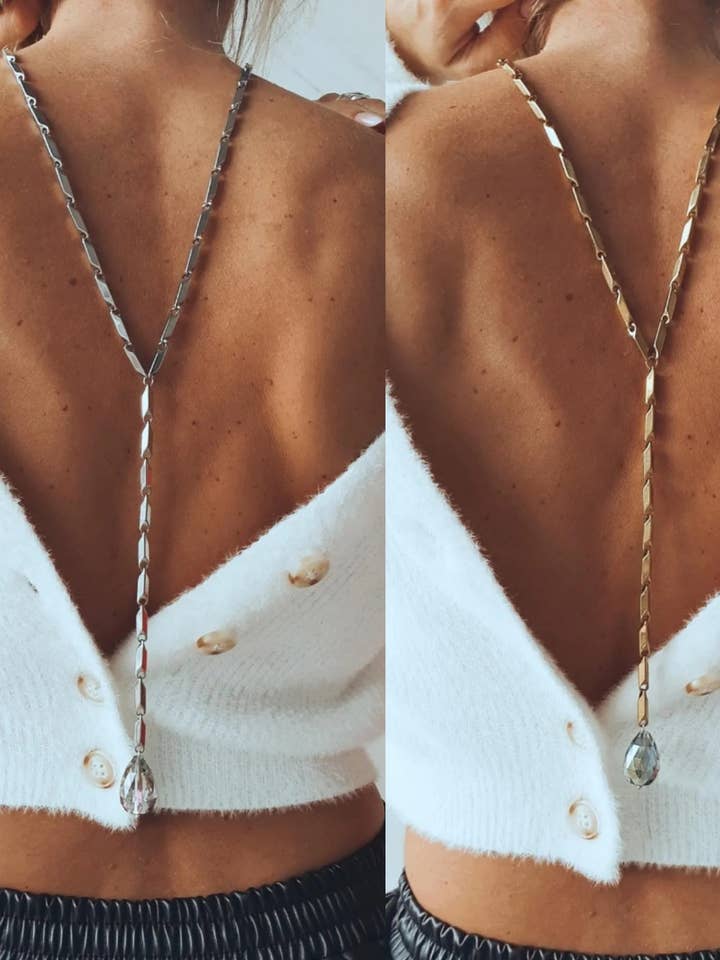 Lariat Diamond stålkæde i sølv og guld for engroshandel hos Goupi