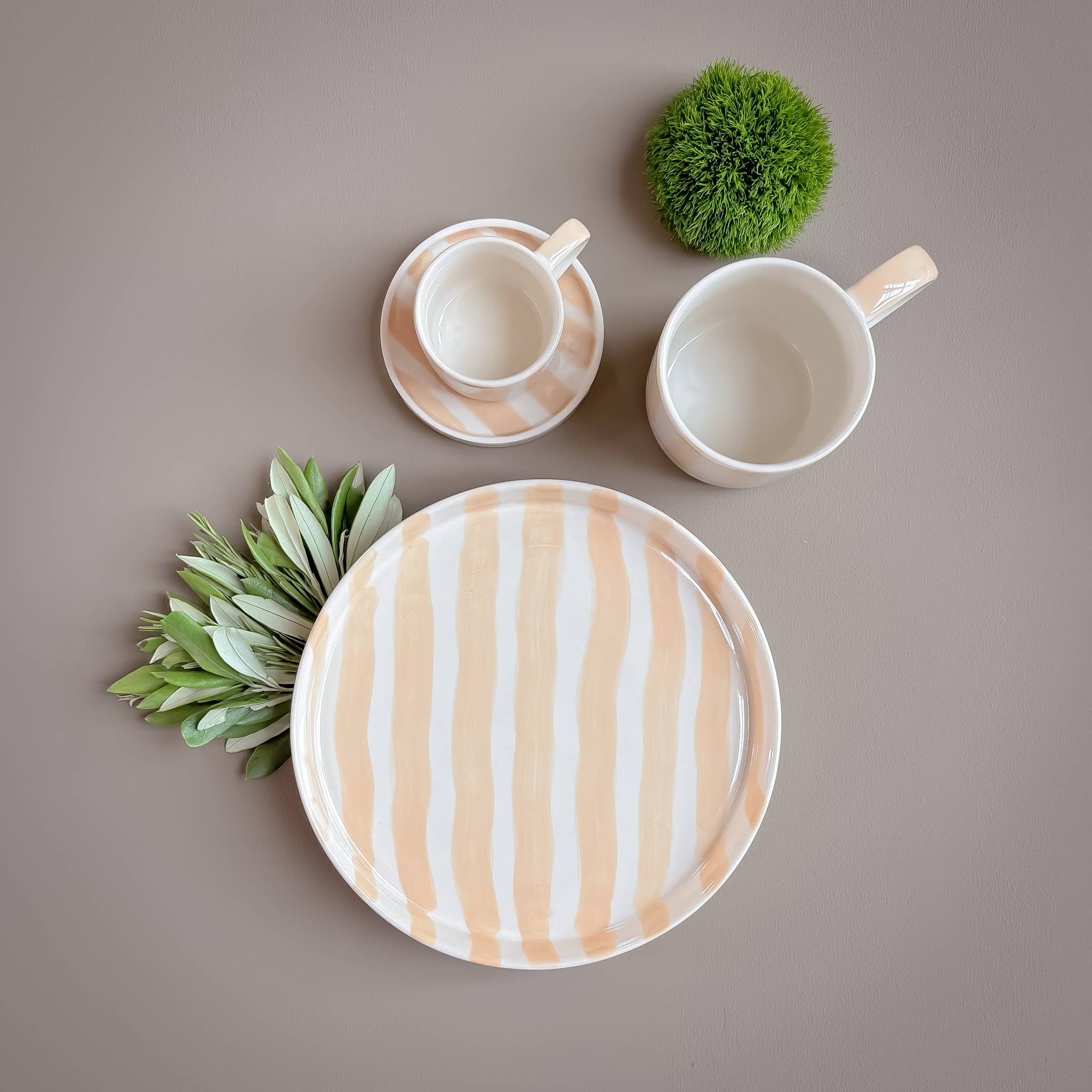 Magazin Minori - Vente Assiette - Assiette Teller Stripes - beige bohème2