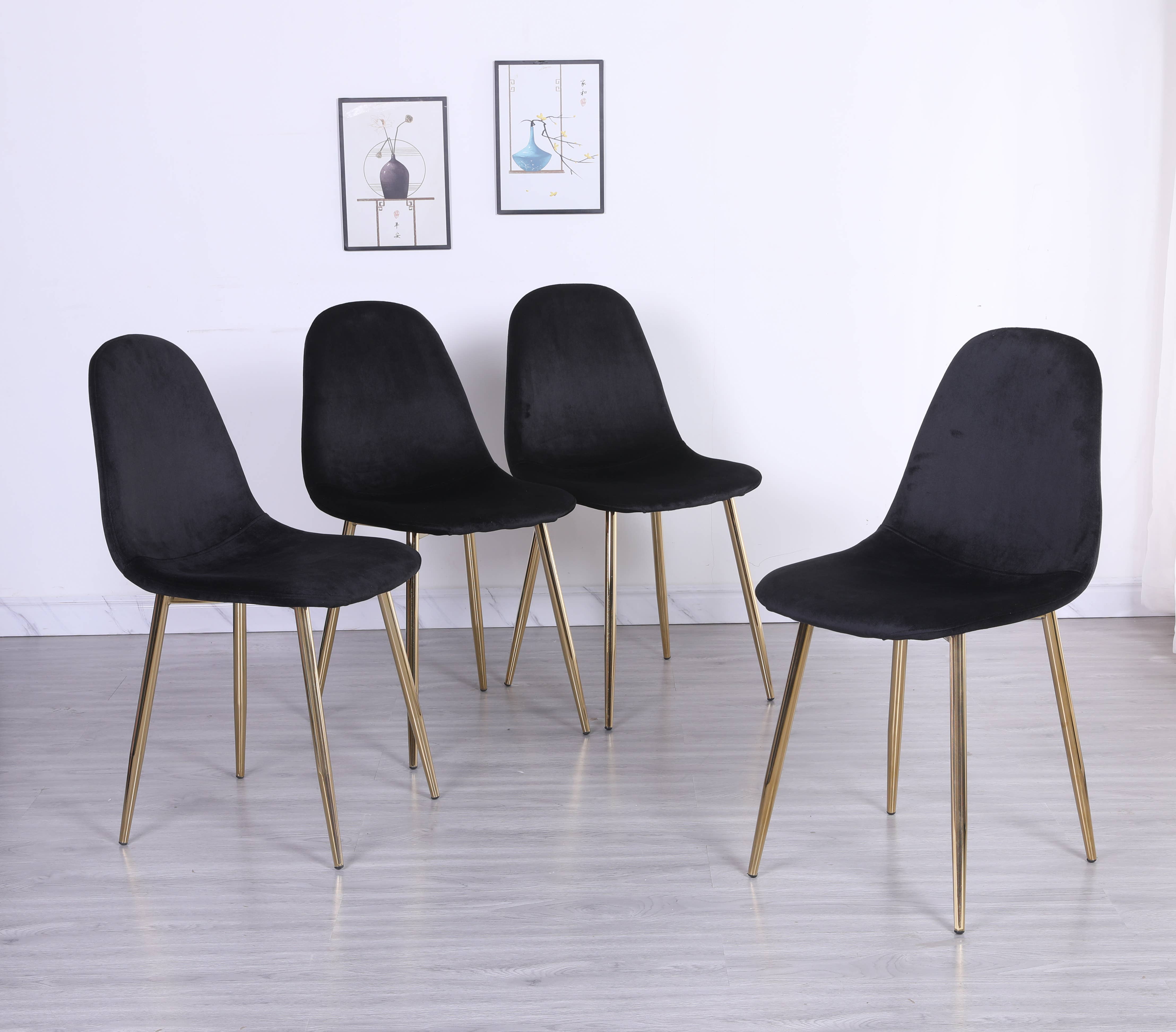 Pozbee - Wholesale Chair - Modern Velvet Dining Chairs Set of 4 with Gold Chrome Legs0
