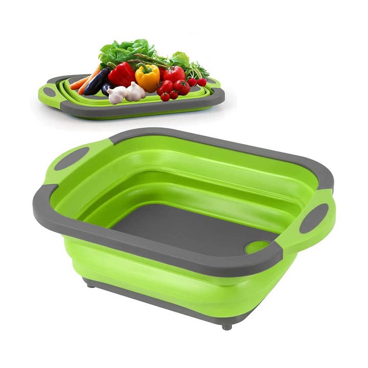 Collapsible Cutting Board - Portable Multi-Purpose Dish Tub (Green) for wholesale by Vigor Path