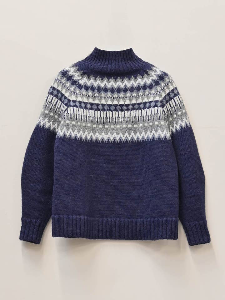 Fara British Wool Sweater in Navy for wholesale by OUBAS