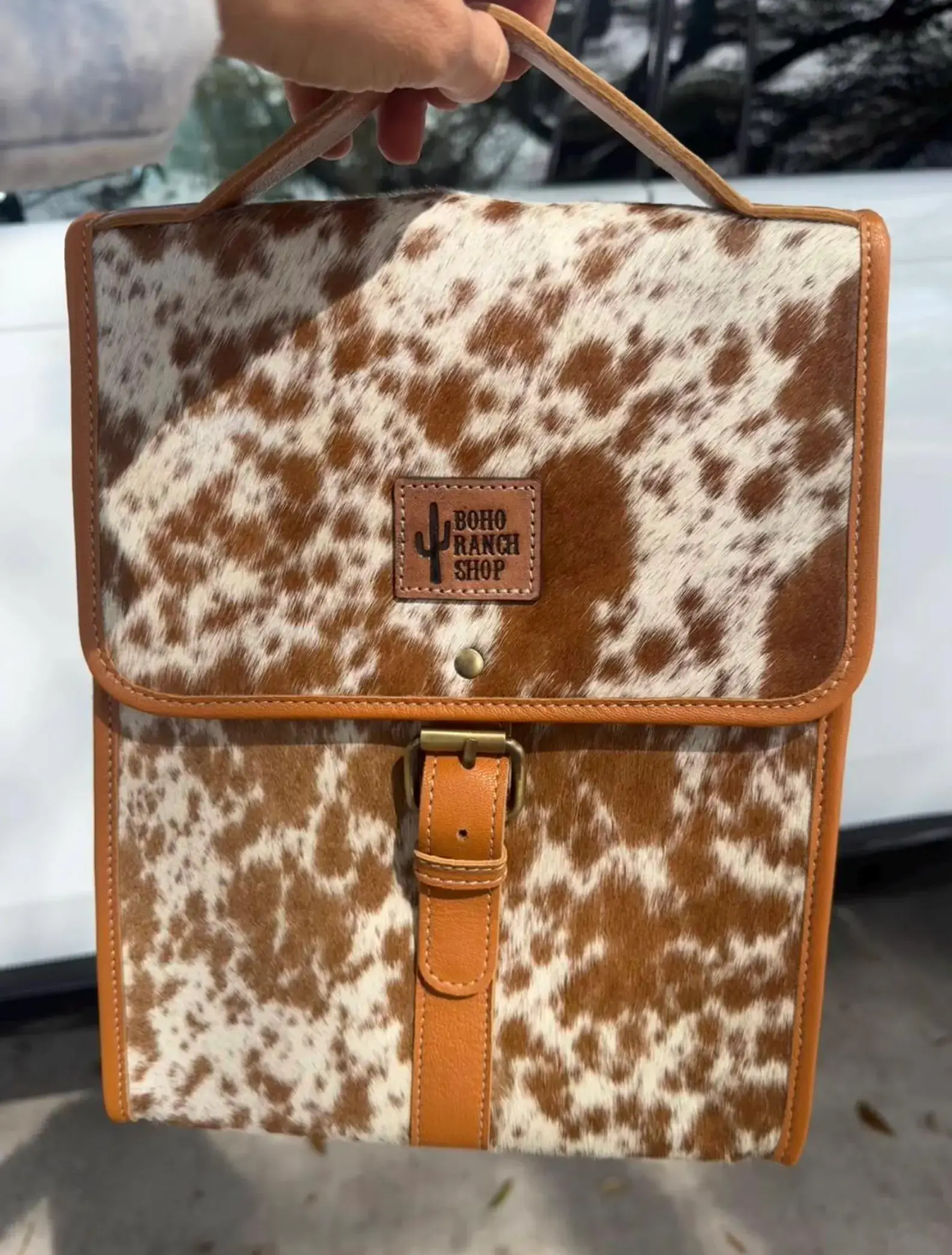 Boho Ranch Shop - Wholesale Lunch Bag/Box - COWHIDE LUNCH BAG - Genuine Hair On cowhide | Leather 0