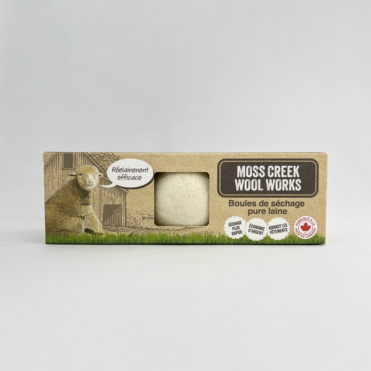 Moss Creek Wool Works | Wool Dryer Balls - Wholesale Dryer Balls - 100% Pure Wool Dryer Balls | 3-Pack Barn Box | White & gray2