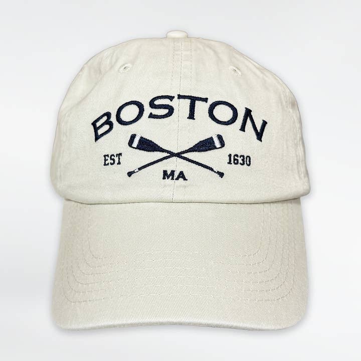 Boston Crossed Oars Baseball Hat - Stone for wholesale by Commonwealth Souvenirs