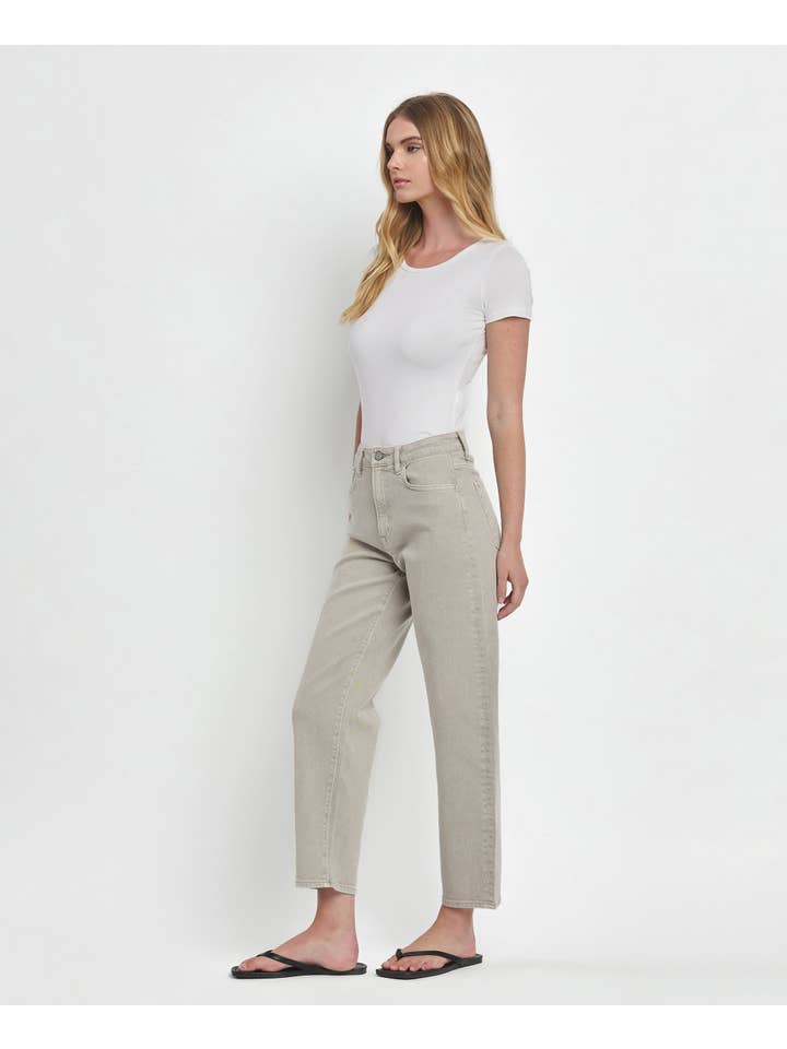 ROCK GREY SUPER HIGH RISE SLIM BARREL JEANS T6627RGR for wholesale on Faire10