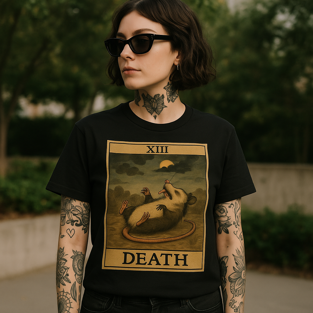 Shady Front - Wholesale T-Shirt (Graphic) - Unisex - Possum Playing Death Tarot T-Shirt1
