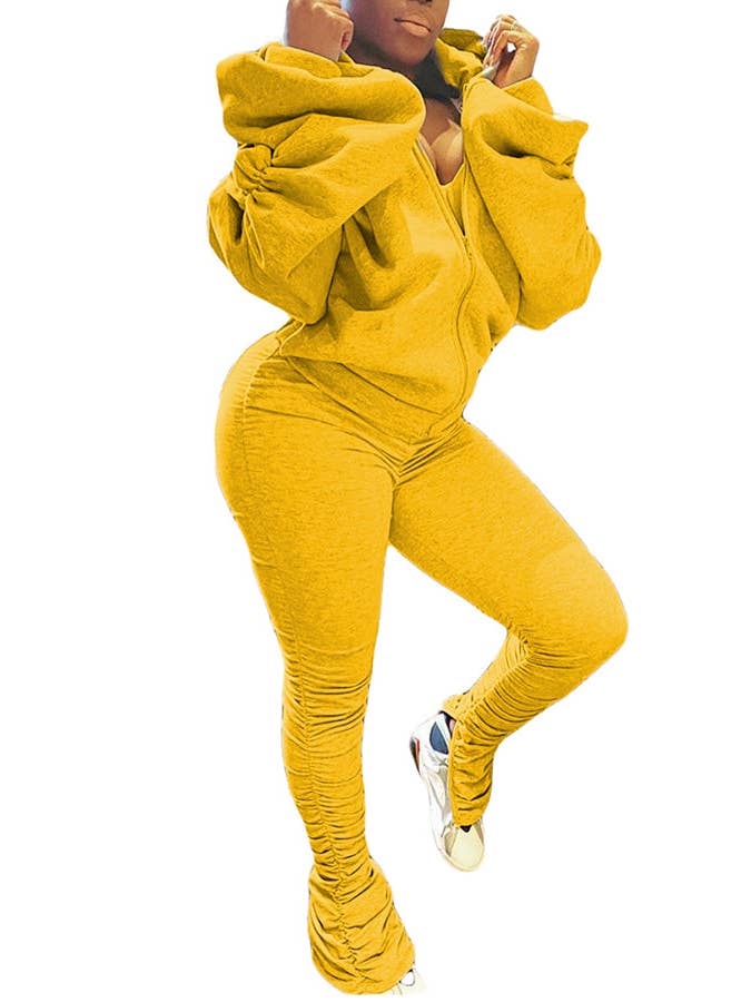 MB Fashion Wholesale - Wholesale Top & Pant Set (NOT Loungewear) - Women's - MB FASHION BACKLESS HOODIE RUFFLE SPLIT PANTS SET 813616