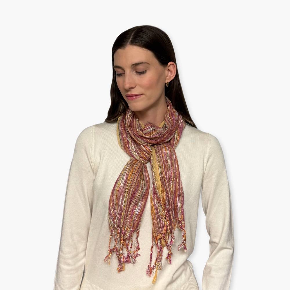 Humble Hilo – wholesale Scarf – Women's – Humble Hilo Multicolored Thread Artisan Scarf152