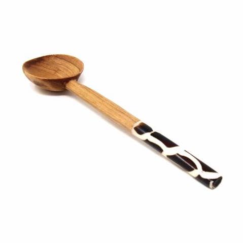 Olive Wood Appetizer Spoon with Bone Handle for wholesale by Global Crafts