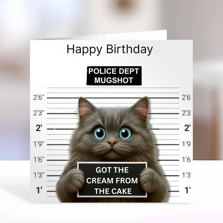 Katt i fängelse födelsedagskort - åt upp tårtan för wholesale av Florence Designs