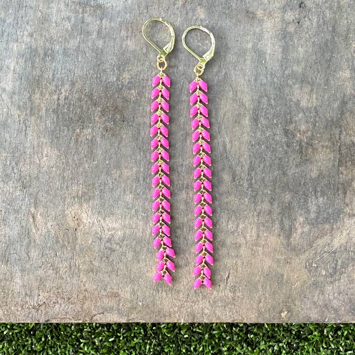 Brincos de Espinha de Peixe Esmaltados de Cereja Selvagem por atacado de Carley King Jewels