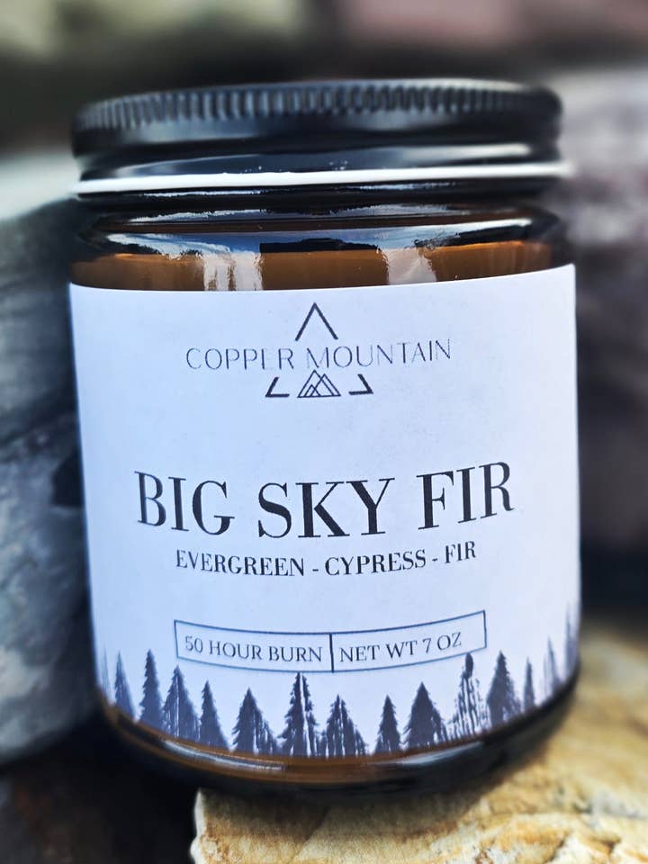 BIG SKY FIR (EVERGREEN, CYPRUS, FIR)
8OZ, 16OZ for wholesale by Copper Mountain Candle Co.