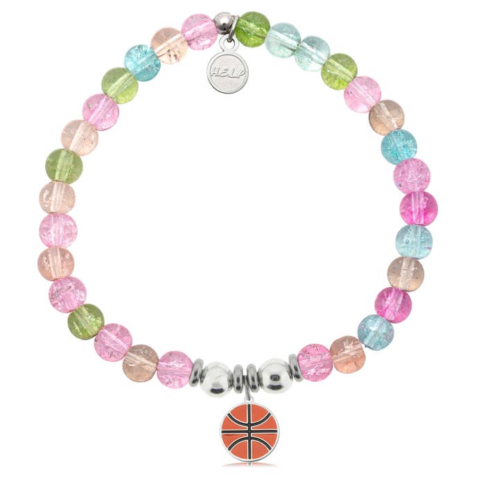 Basketball Charm med Kalejdoscope Crystal Charity Armbånd for engroshandel hos H.E.L.P