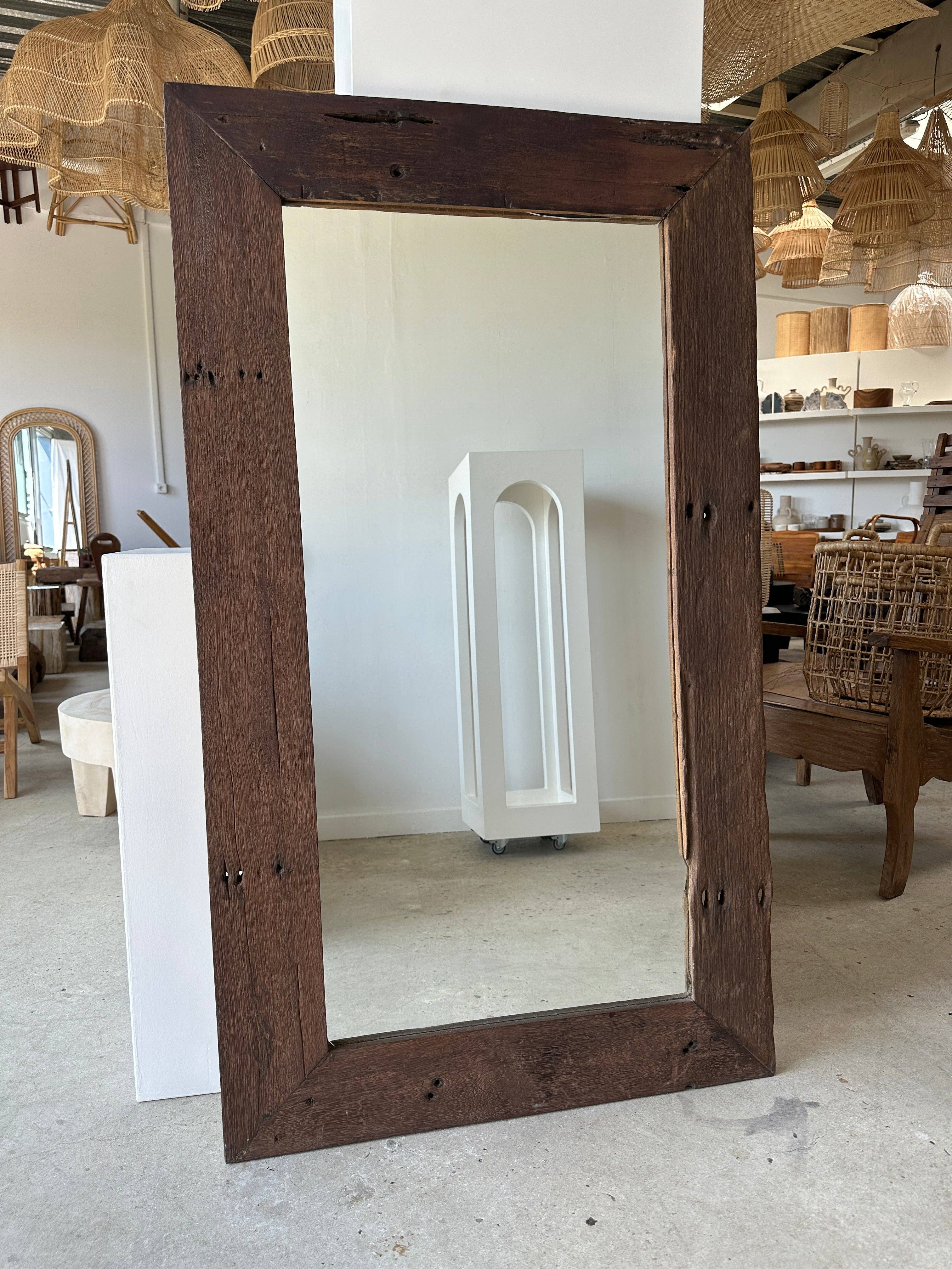 Office Objets - Wholesale Wall Mirror - Mirror with exotic brutalist old iron wood frame H:139cm85