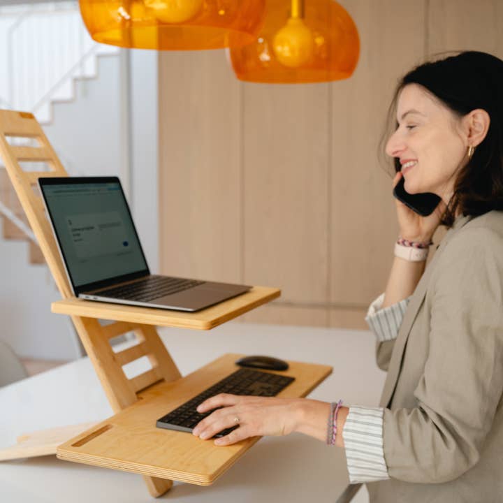 Sit-Stand Wooden Workstation for wholesale by Printink Canada